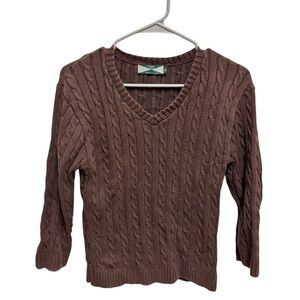 EUC 325 American Preppy Quiet Luxury Knit Brown Sweater Size Medium Academia